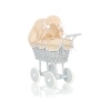 Poppenwagen rattan grijs