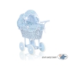 Rieten poppenwagen met stoffen kap Blauw Blauw Bloemenweide Bloemen