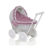 Rieten poppenwagen met stoffen kap Grijs Pastelviolet