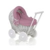 Rieten poppenwagen met stoffen kap Grijs Pastelviolet