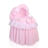 Rieten Poppenwieg met Kap Roze Little Princess