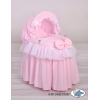 Rieten Poppenwieg met Kap Roze Little Princess
