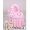 Rieten Poppenwieg met Kap Roze Little Princess