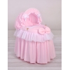 Rieten Poppenwieg met Kap Roze Little Princess