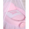 Rieten Poppenwiegje met Hemeltje Roze Little Princess