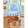 Rieten Wieg met Kap Blauw Bear With Bow