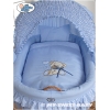 Rieten Wieg met Kap Blauw Bear With Bow