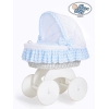 Rieten Wieg  met Kap met Beddengoedset voor Baby  Wit Blauw Hanna