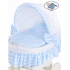 Rieten Wieg  met Kap met Beddengoedset voor Baby  Wit Blauw Hanna