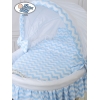 Rieten Wieg  met Kap met Beddengoedset voor Baby  Wit Blauw Hanna