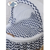 Rieten Wieg  met Kap met Beddengoedset voor Baby  Wit Marineblauw Hanna