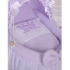 Rieten Wieg voor Pop met Kap Purper borduurwerk: Little Princess