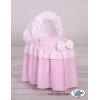 Rotan Poppenwieg met Kap Roze Polkaprikker