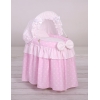 Rotan Poppenwieg met Kap Roze Polkaprikker