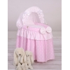 Rotan Poppenwieg met Kap Roze Polkaprikker