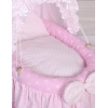 Rotan Poppenwieg met Kap Roze Polkaprikker