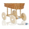 Rotan Poppenwieg met Kap Roze Polkaprikker