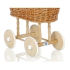 Rotan Poppenwieg met Kap Roze Polkaprikker