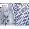 Set: Tipi-tent Speelkleed Kussens Donkerblauw Zigzag