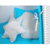 Set: Tipi-tent Speelkleed Kussens  GRATIS decoratieve veren Grijs Turkoois Geruit