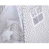 Set: Tipi-tent Speelkleed Kussens  GRATIS decoratieve veren Grijs Zigzag
