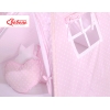 Set: Tipi-tent Speelkleed Kussens  GRATIS decoratieve veren Roze Polkaprikker