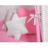 Set: Tipi-tent Speelkleed Kussens Roze Grijs Geruit