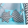 Set: Tipi-tent Speelmat  Kussens Zwart Blauw Zigzag