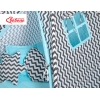 Set: Tipi-tent Speelmat  Kussens Zwart Blauw Zigzag