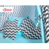 Set: Tipi-tent Speelmat  Kussens Zwart Blauw Zigzag
