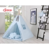 MEGA TIPI SET: Tipi-tent + speelmat + kussens + GRATIS decoratieve veren Blauw