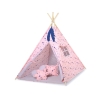 MEGA TIPI SET: Tipi-tent + speelmat + kussens + GRATIS decoratieve veren Blauw Roze Grijs Sterren