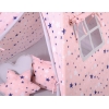 MEGA TIPI SET: Tipi-tent + speelmat + kussens + GRATIS decoratieve veren Blauw Roze Grijs Sterren