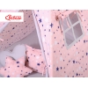 MEGA TIPI SET: Tipi-tent + speelmat + kussens + GRATIS decoratieve veren Blauw Roze Grijs Sterren