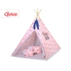 MEGA TIPI SET: Tipi-tent + speelmat + kussens + GRATIS decoratieve veren Blauw Roze Grijs Sterren