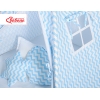 MEGA TIPI SET: Tipi-tent + speelmat + kussens + GRATIS decoratieve veren Blauw Zigzag