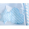 MEGA TIPI SET: Tipi-tent + speelmat + kussens + GRATIS decoratieve veren Blauw Zigzag
