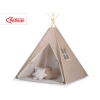 MEGA TIPI SET: Tipi-tent + speelmat + kussens + GRATIS decoratieve veren Bruin Polkaprikker