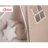 MEGA TIPI SET: Tipi-tent + speelmat + kussens + GRATIS decoratieve veren Bruin Polkaprikker