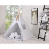 MEGA TIPI SET: Tipi-tent + speelmat + kussens + GRATIS decoratieve veren Grijs