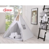 MEGA TIPI SET: Tipi-tent + speelmat + kussens + GRATIS decoratieve veren Grijs