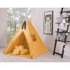 MEGA TIPI SET: Tipi-tent + speelmat + kussens + GRATIS decoratieve veren Honing Mosterd