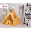 MEGA TIPI SET: Tipi-tent + speelmat + kussens + GRATIS decoratieve veren Honing Mosterd