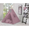 MEGA TIPI SET: Tipi-tent + speelmat + kussens + GRATIS decoratieve veren Pastelviolet