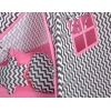 MEGA TIPI SET: Tipi-tent + speelmat + kussens + GRATIS decoratieve veren Roze Zwart Zigzag