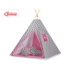 MEGA TIPI SET: Tipi-tent + speelmat + kussens + GRATIS decoratieve veren Roze Zwart Zigzag