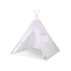 Tipi-tent + GRATIS decoratieve veren Grijs Polkaprikker