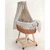Rieten wieg met beige hemel mousseline