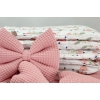 Rotan Baby Wiegje met Textiel Poederroze Volledige Set