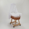 Stof wiegbekleding voor rotan wieg - witte wafel met gansjesmotief